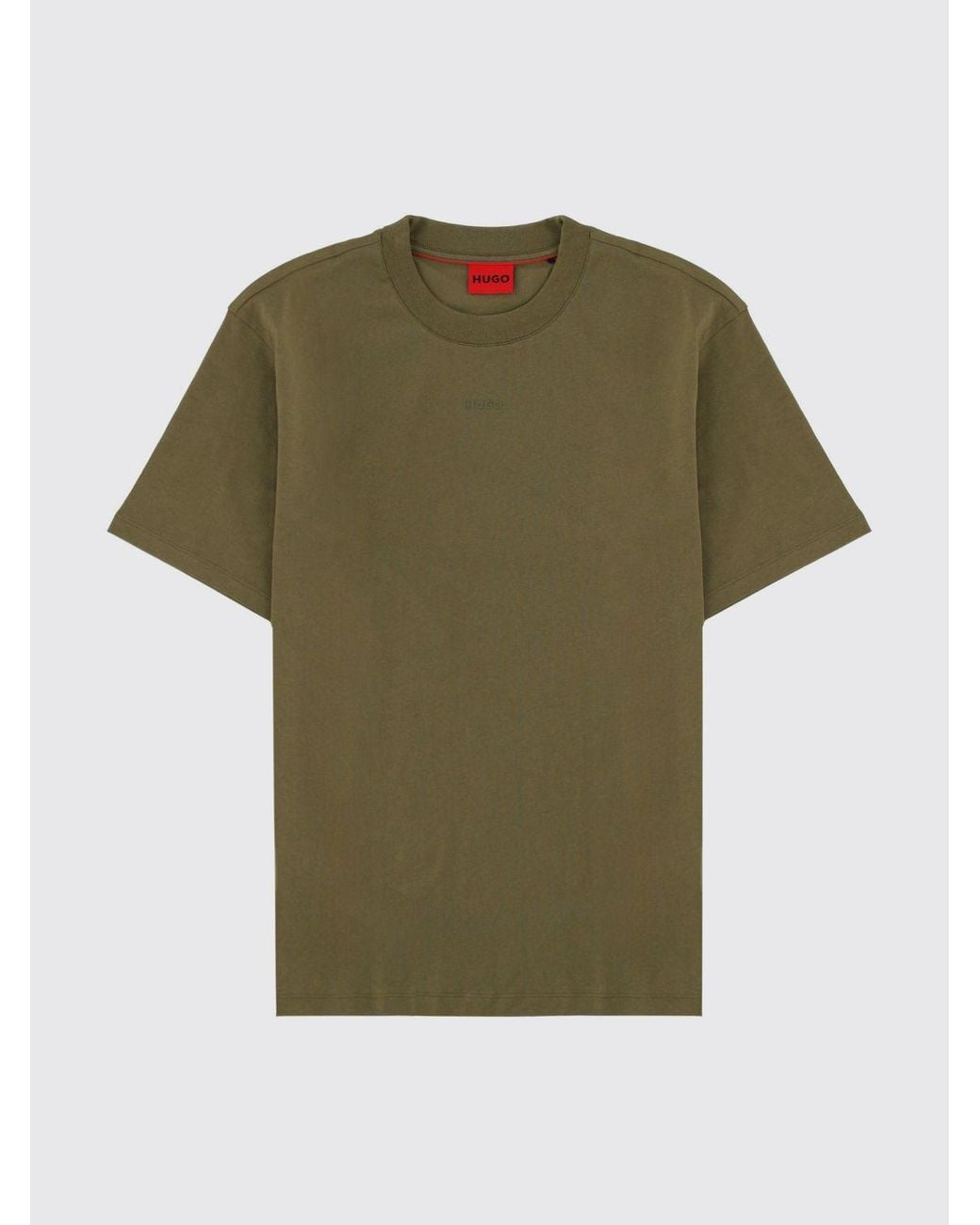 HUGO Green Slim Fit Cotton T-Shirt With Tone-On-Tone Crewneck Logo for men