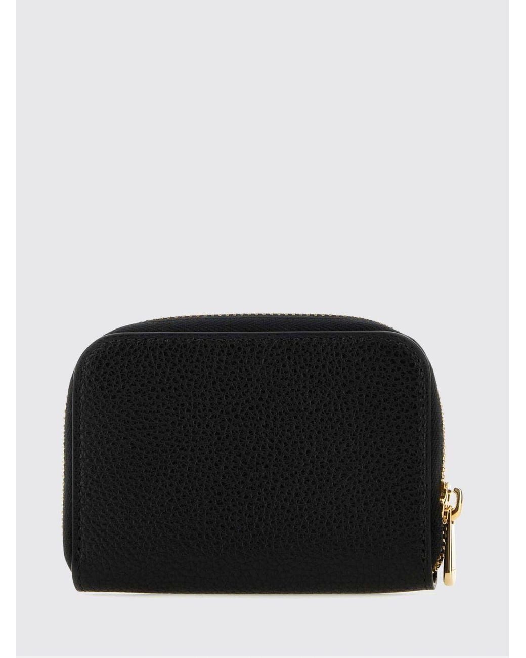 Ferragamo Black Gancini Grained Calfskin Leather Wallet