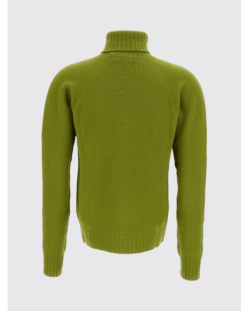 Drumohr Green Lambswool Turtleneck Jumper With Dropped Shoulders