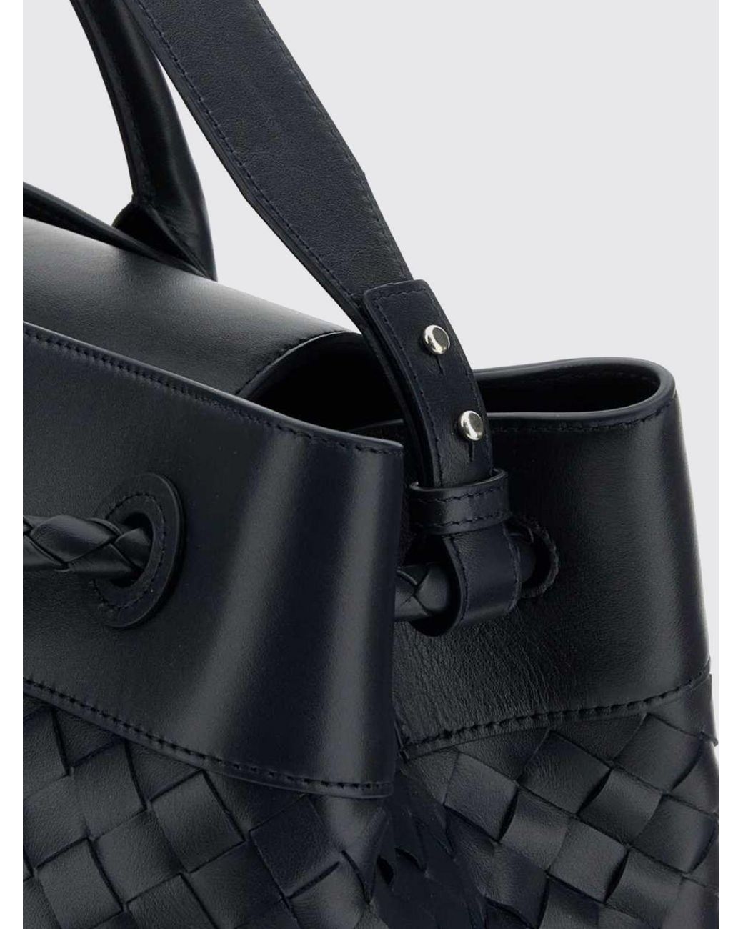 Bottega Veneta Black Andiamo Voyager Intrecciato Calfskin Leather Crossbody Bag for men