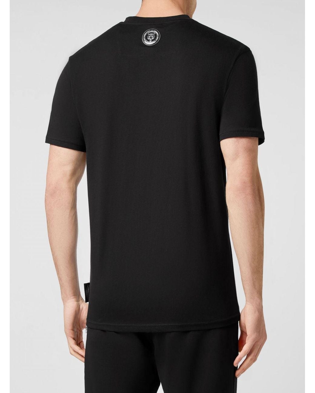 Philipp Plein Black Slim Fit Cotton T-Shirt With Contrast Printed Logo for men