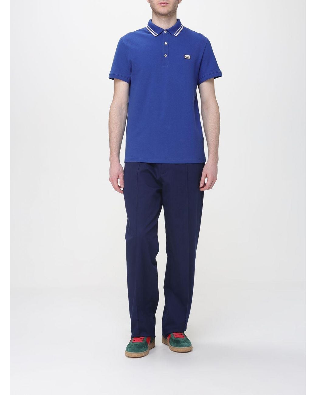 Valentino Blue Vlogo Cotton Polo Shirt for men