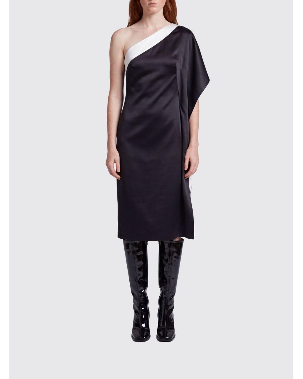 Rohe Blue One-Shoulder Asymmetrical Midi Evening Dress