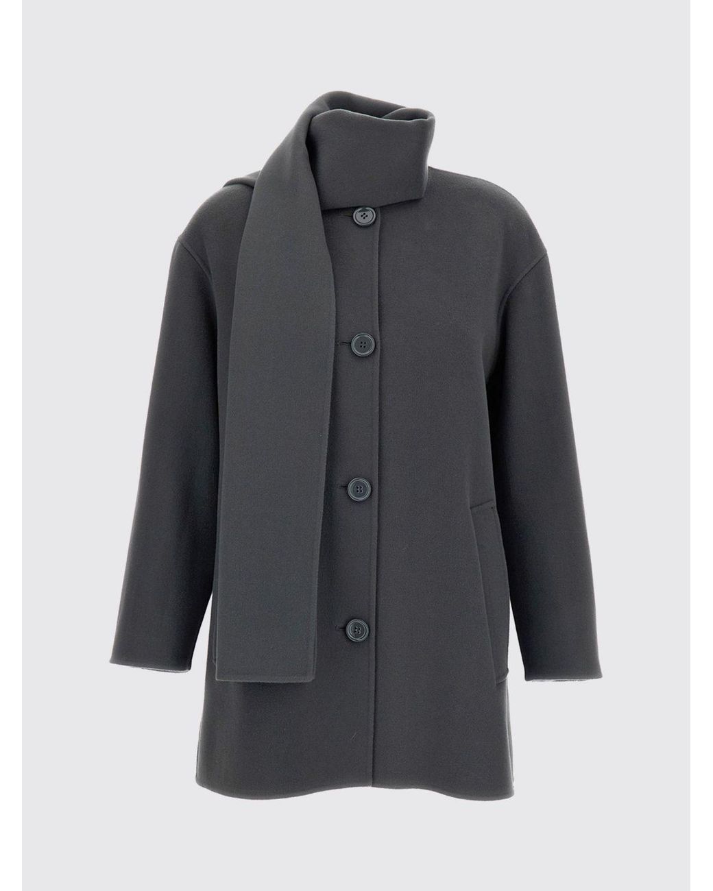 Max Mara Blue Single-Breasted Knee-Length Coat