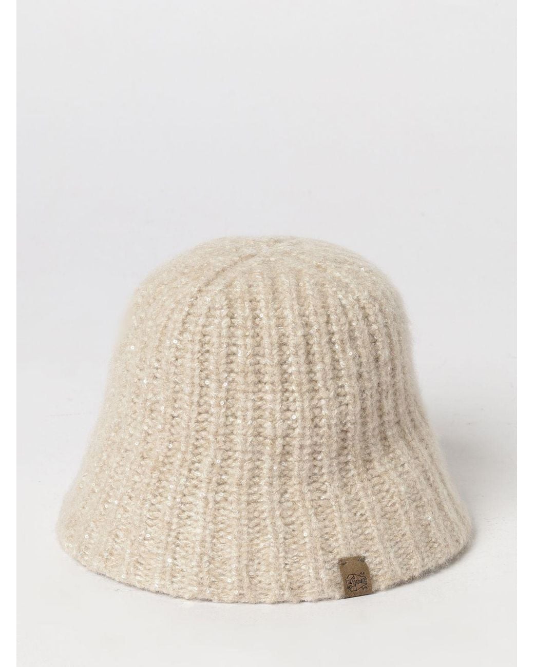 Brunello Cucinelli Natural Ribbed Cashmere-Blend Cloche Hat With Sequins