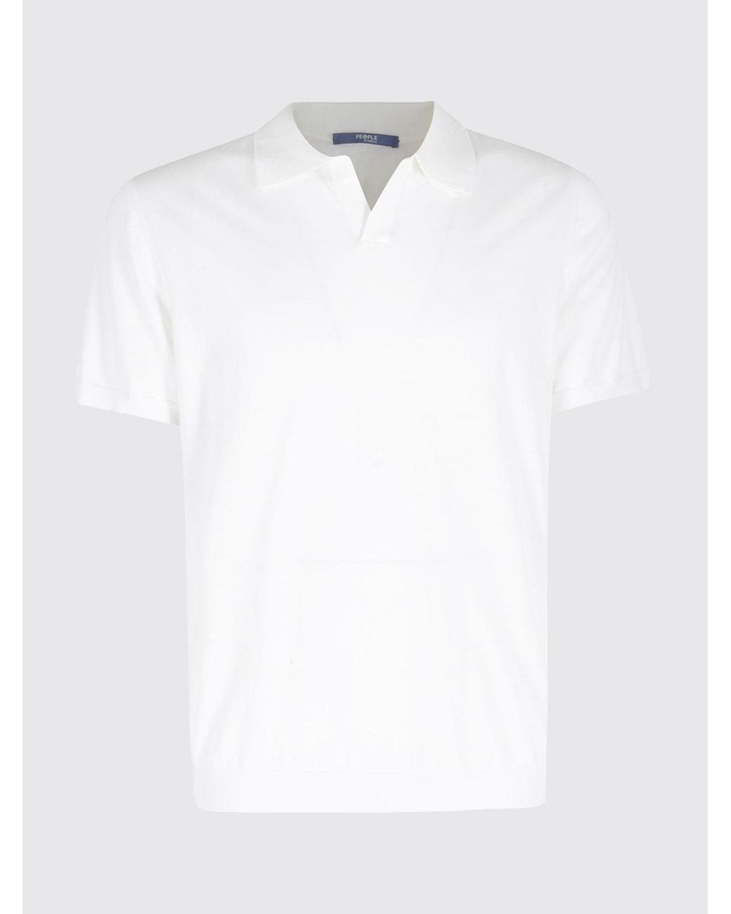 People Of Shibuya White Wool Knit Polo Shirt for men