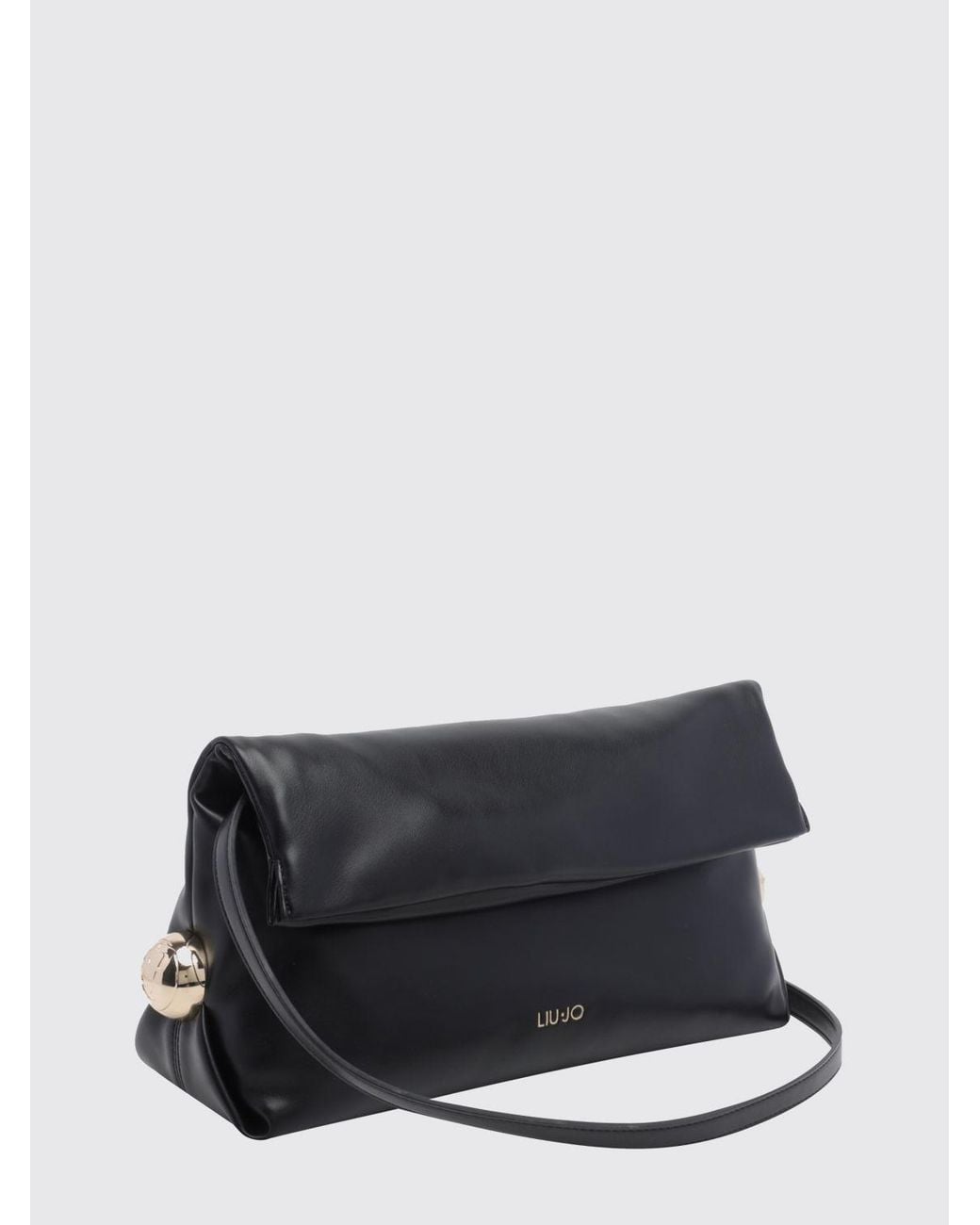 Liu Jo Gray Faux Leather Clutch With Contrast Logo And Removable Strap