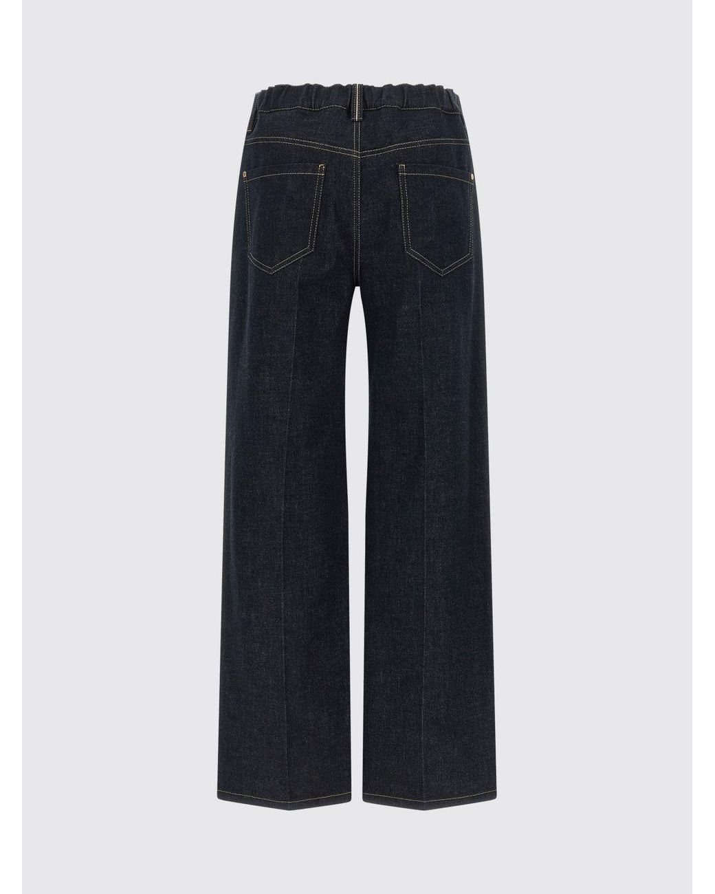 Brunello Cucinelli Black High-Waisted Cropped Wide Leg Denim Jeans With Monili