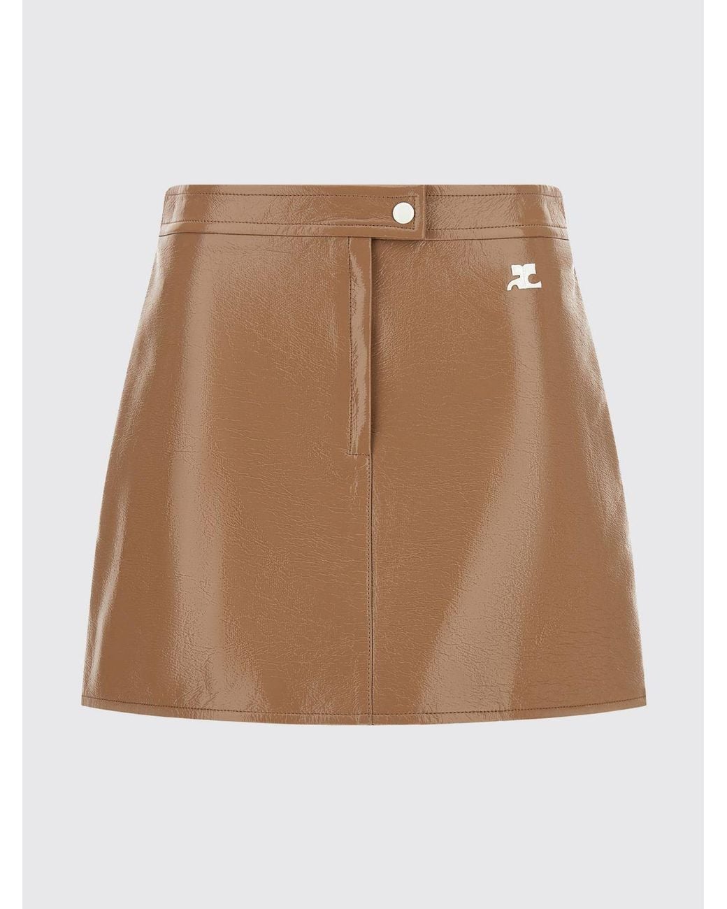 Courreges White CourrÈ Ges Embroidered Logo Coated Cotton Pencil Mini Skirt