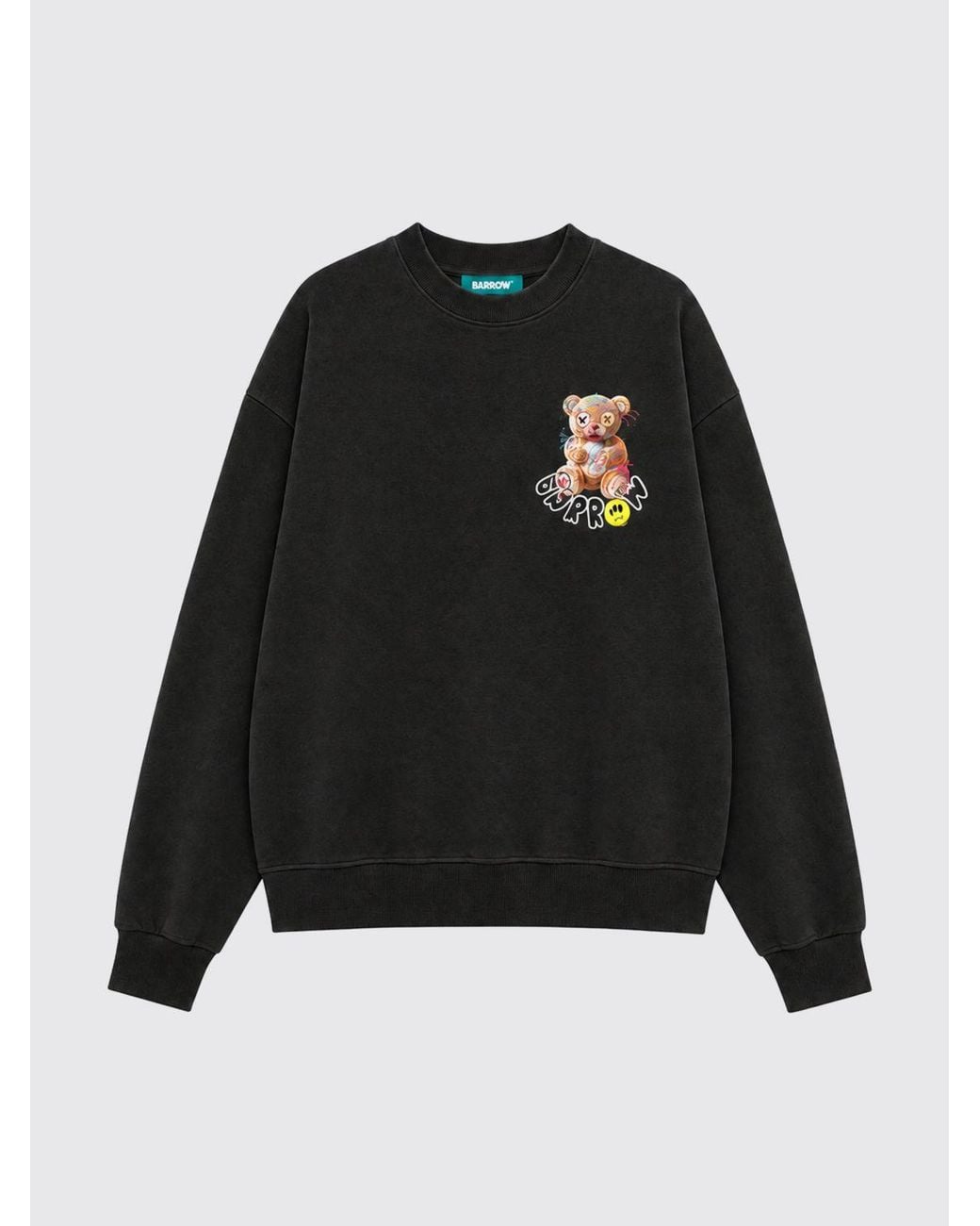 Barrow Blue Relaxed Fit Cotton Crewneck Sweatshirt With Teddy Bear Print for men