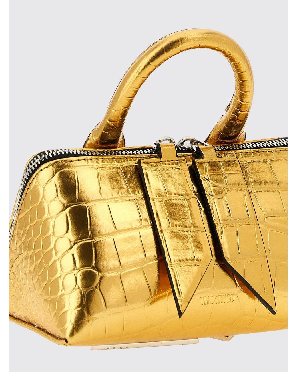 The Attico Metallic Friday Croc-Effect Laminated Leather Mini Handbag