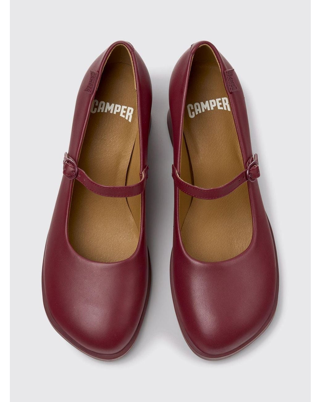 Camper Kora Smooth Leather Mary Jane Pumps With Flared Mid-Heel