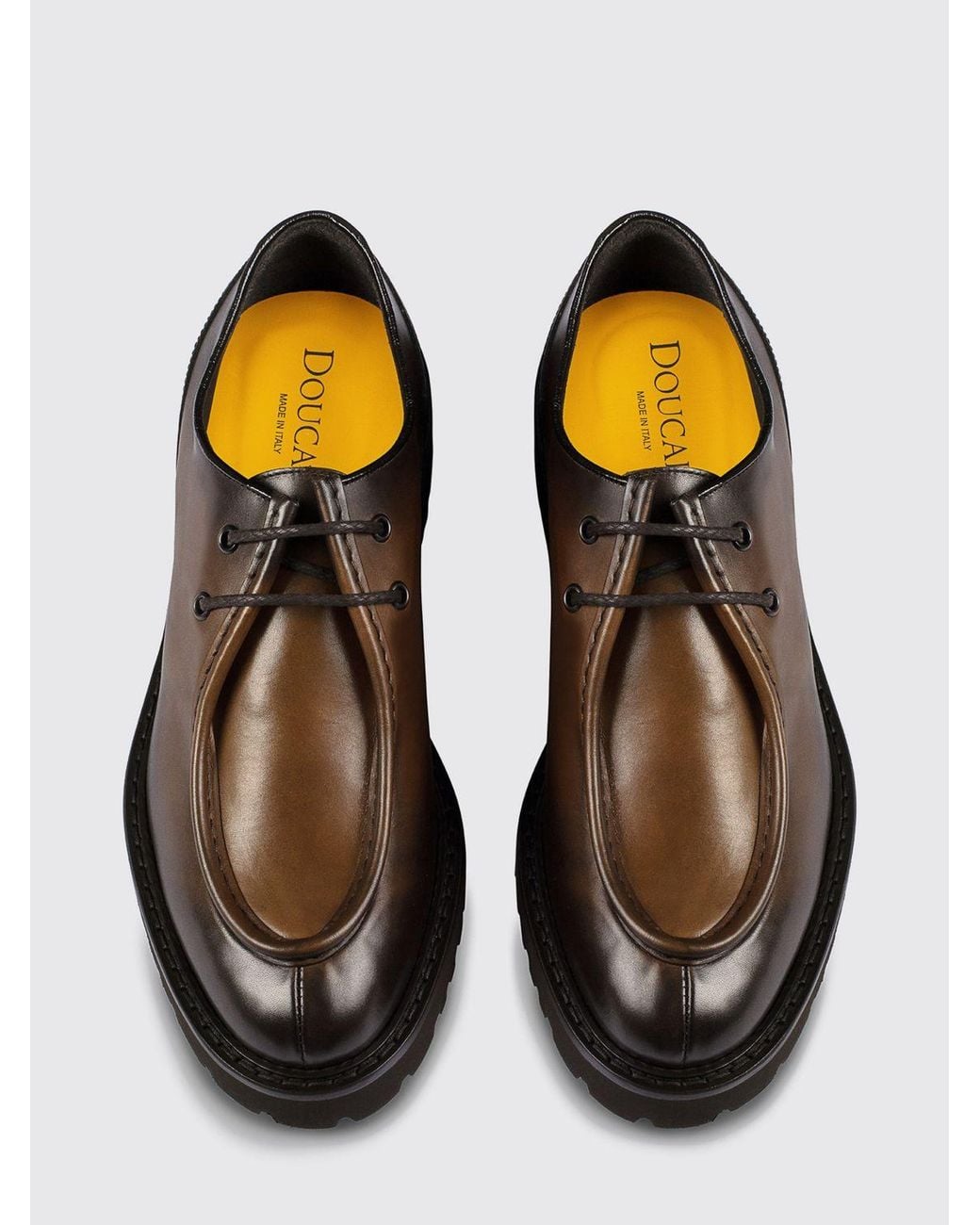 Doucal's White Smooth Leather Derby Shoes With Raised Apron And Rubber Sole for men