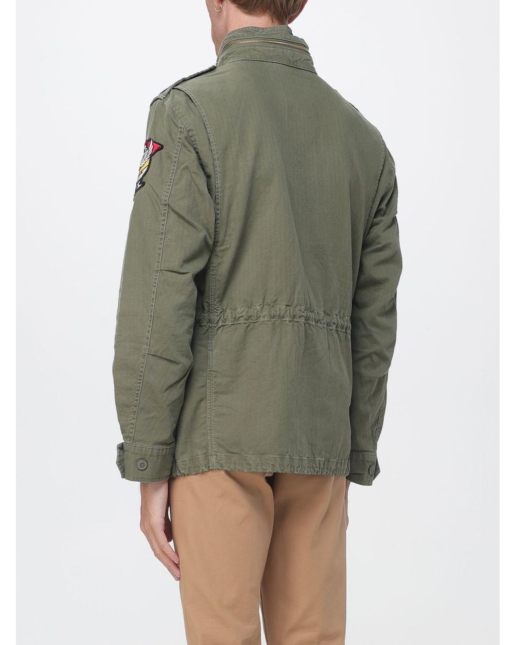 Polo Ralph Lauren Green Cotton Military Utility Jacket With Drawstring for men