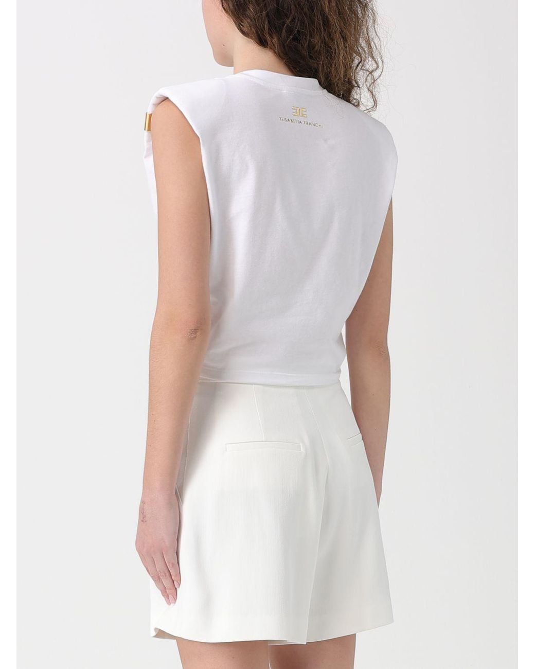 Elisabetta Franchi White Jersey T-Shirt With Knot
