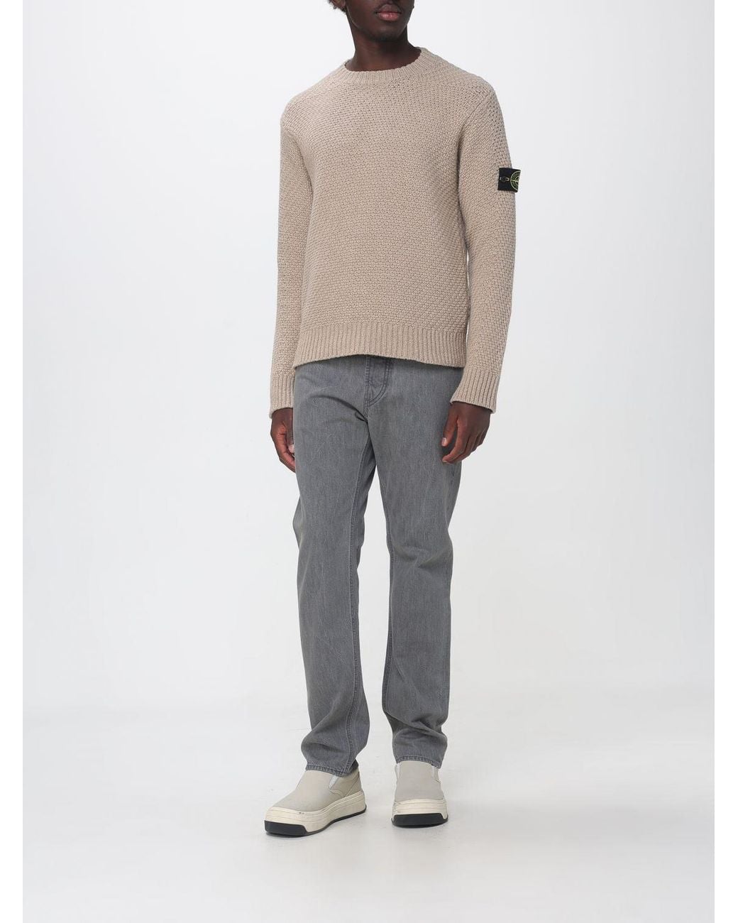 Stone Island Gray Mid-Rise Straight-Fit Cotton Denim Jeans for men