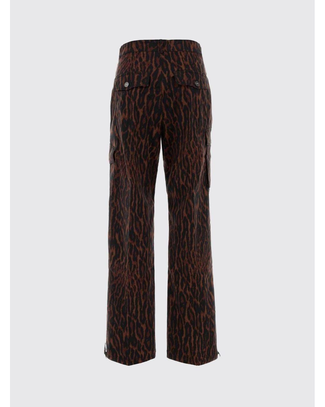 Ganni Red Animal-Print Organic Cotton Cargo Trousers