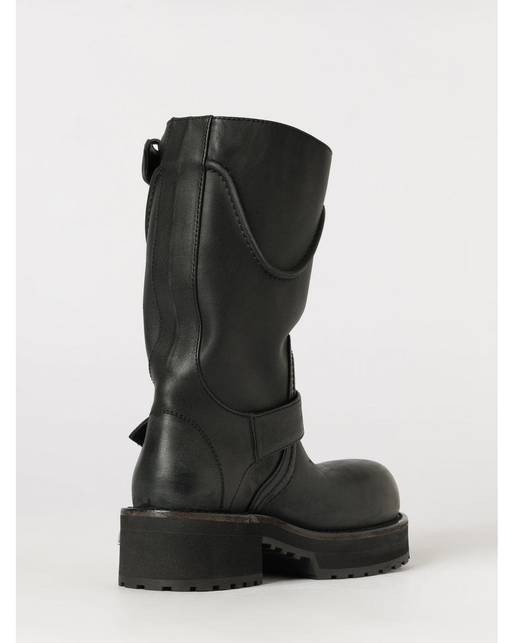 Balenciaga Black Venom Mid-Calf Calfskin Leather Biker Boots