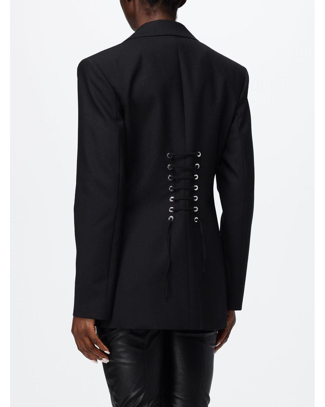 Pinko Black Cropped Single-Breasted Wool Blazer With Lapels And Flap Pockets