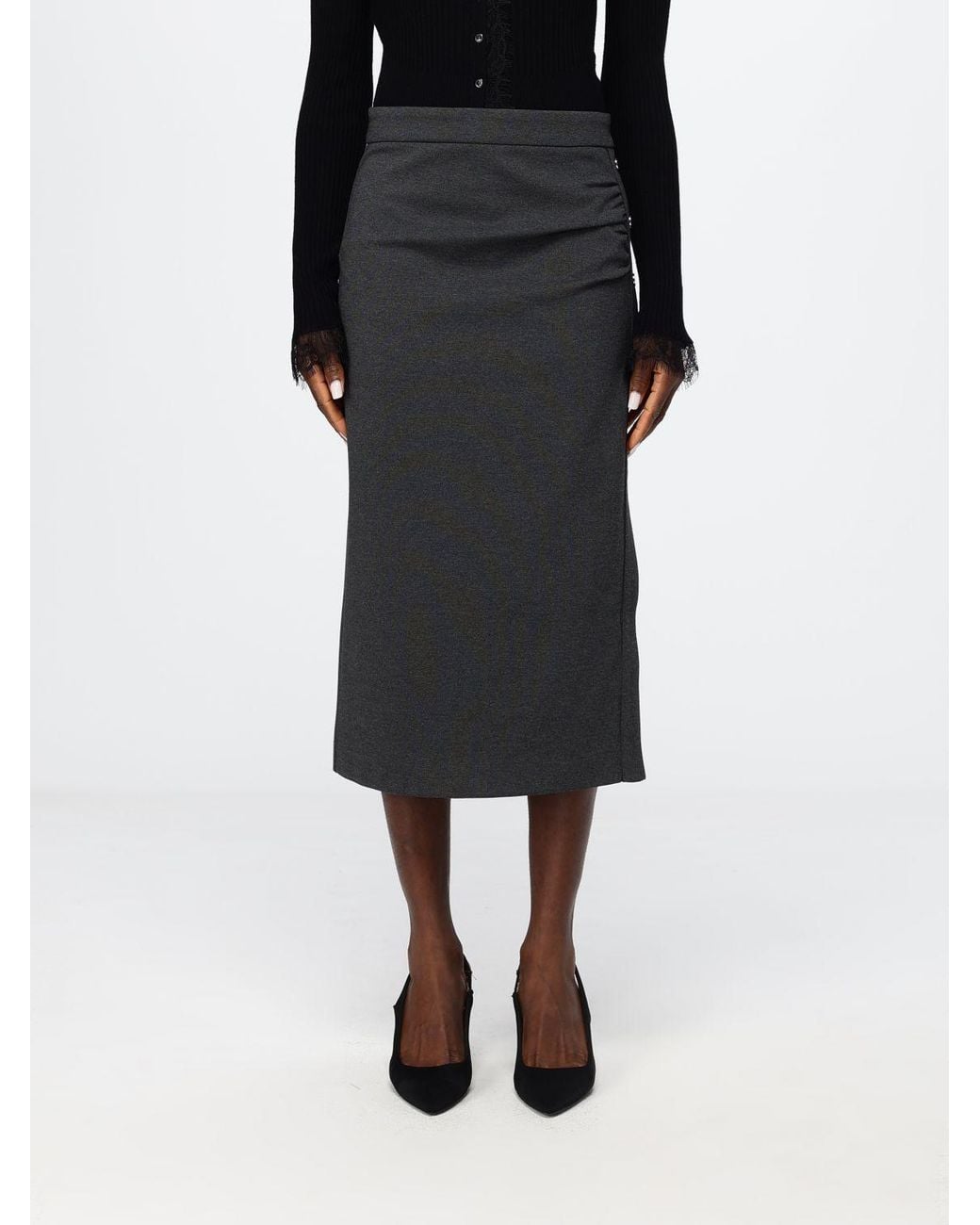 Pinko Black High-Waisted Midi Pencil Skirt