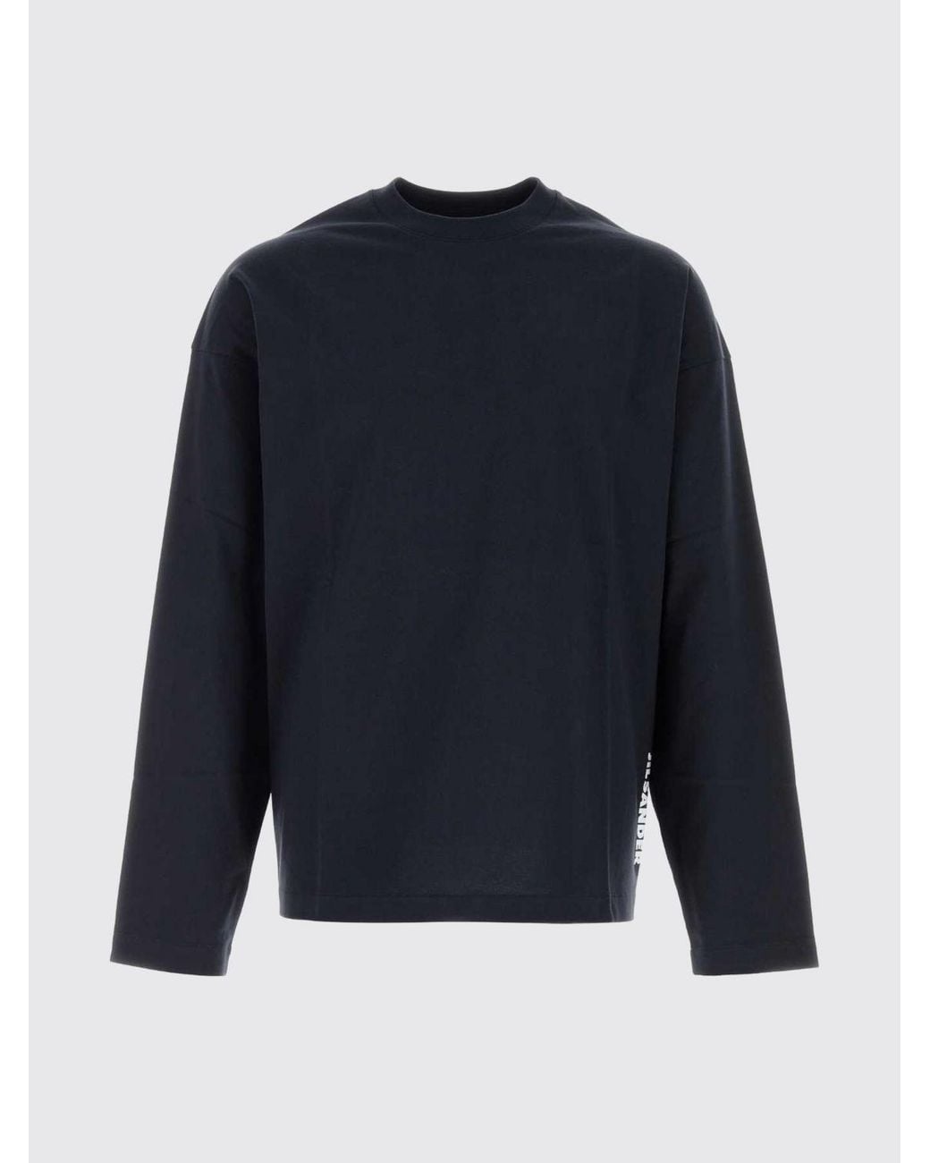 Jil Sander Blue Long-Sleeved Cotton T-Shirt With Contrast Logo for men