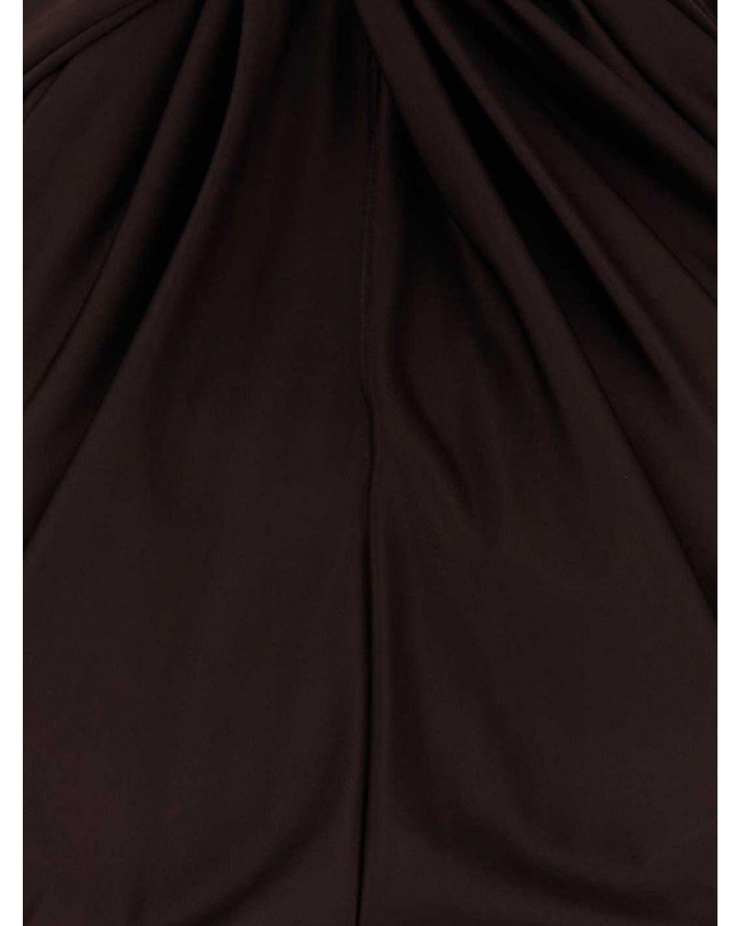 Balmain Brown Long-Sleeved Viscose Bodysuit With Draping And Lace Inserts