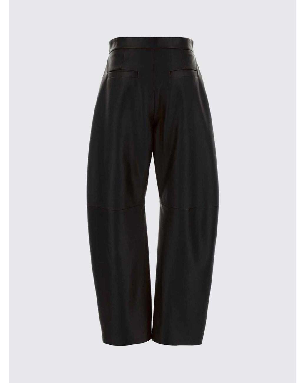 Sportmax Black Wide-Leg Baggy Leather Trousers With Off-Centre Closure
