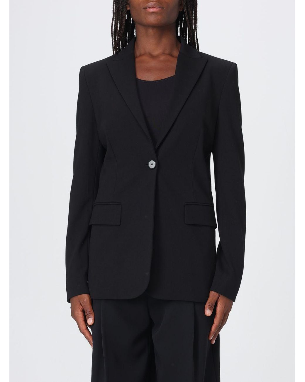 Pinko Blue Single-Breasted Slim Fit Crêpe Blazer With One-Button Closure