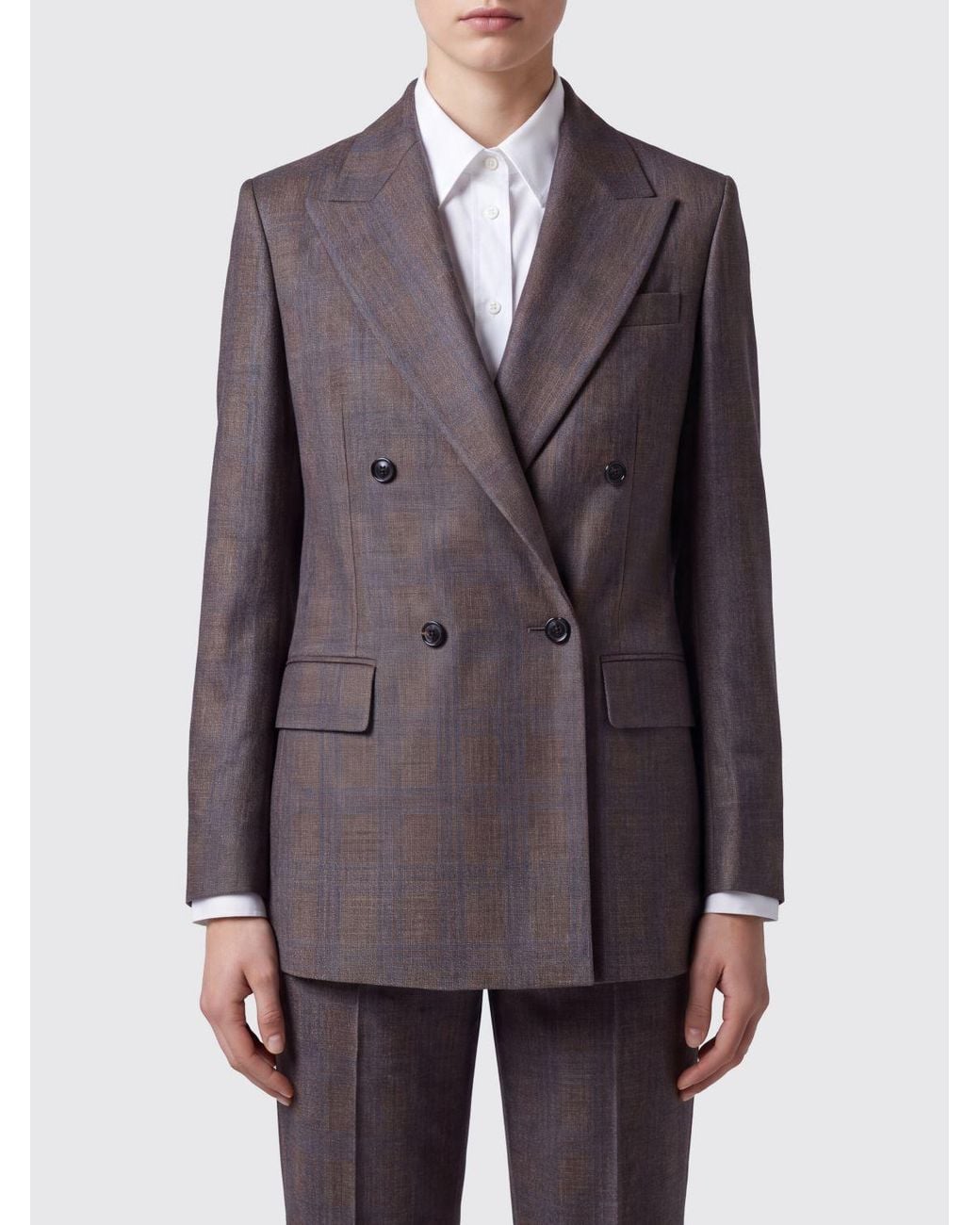 Jacob Cohen Gray Cropped Double-Breasted Blazer