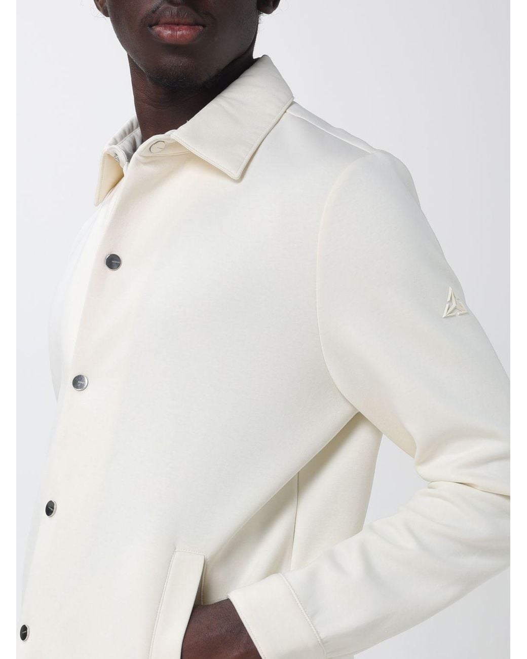 Heskimo White Crêpe Overshirt With Classic Collar And America Pockets for men