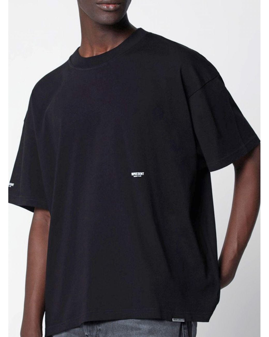 Represent Black Relaxed Fit Cotton T-Shirt With Contrast Logo for men