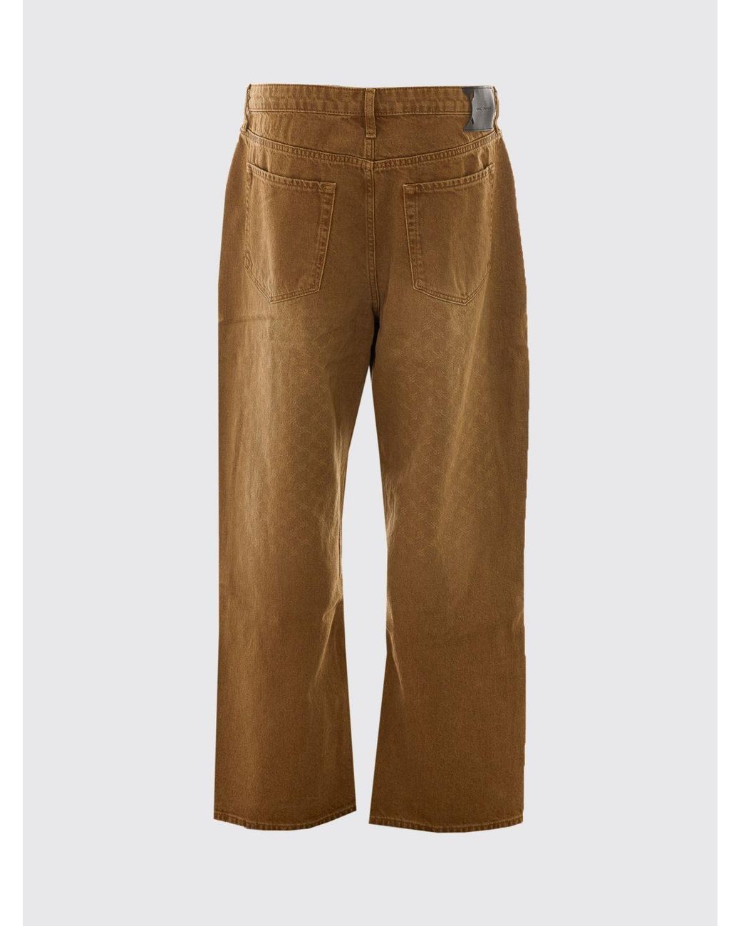 Daily Paper Brown Wide Leg Cotton Denim Jeans With A Worn Effect And Five-Pocket Design for men