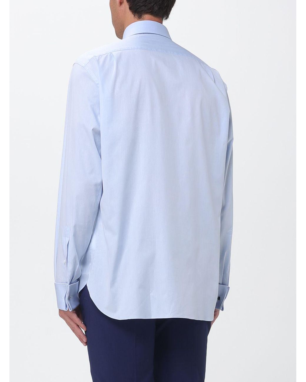 Zegna Blue Classic Stretch Poplin Shirt for men