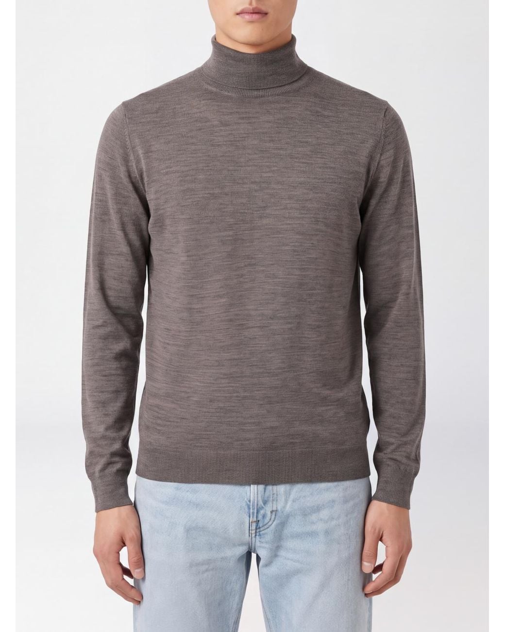 John Smedley Gray Mock Neck Jumper for men