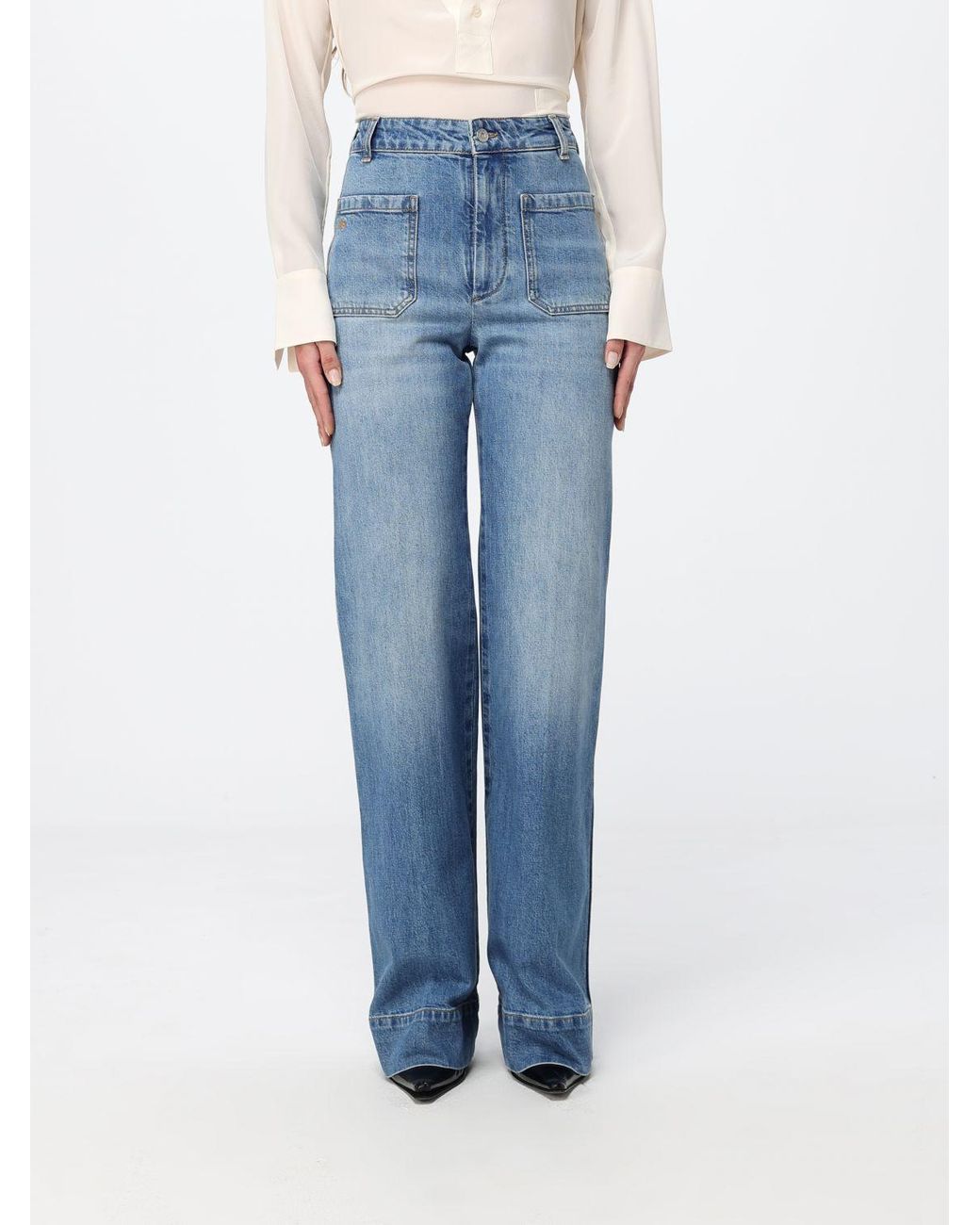 Victoria Beckham Blue Alina High-Waisted Straight Leg Jeans