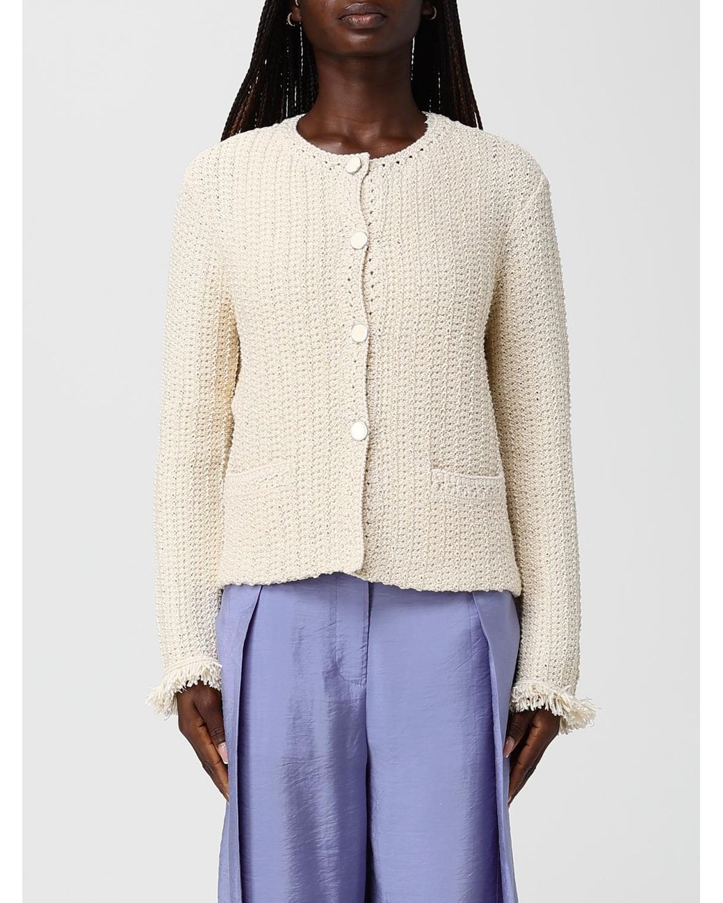 Emporio Armani Blue Cotton Blend Cardigan
