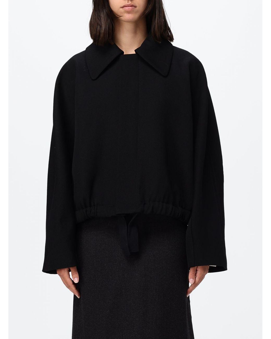 Victoria Beckham Black Arden Virgin Wool Bomber Jacket With Zip Closure