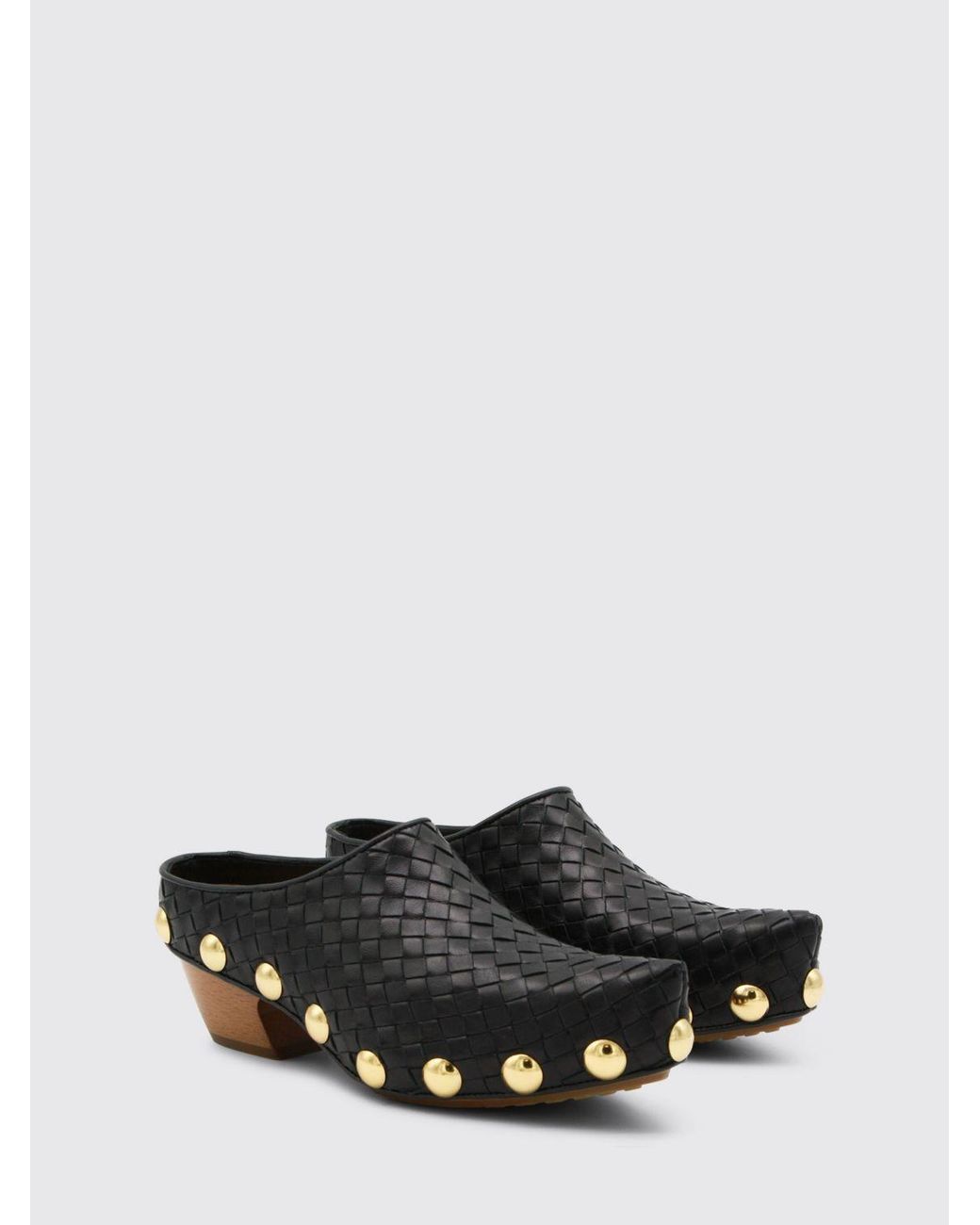 Bottega Veneta White Gondola Woven Leather Mules With Studs