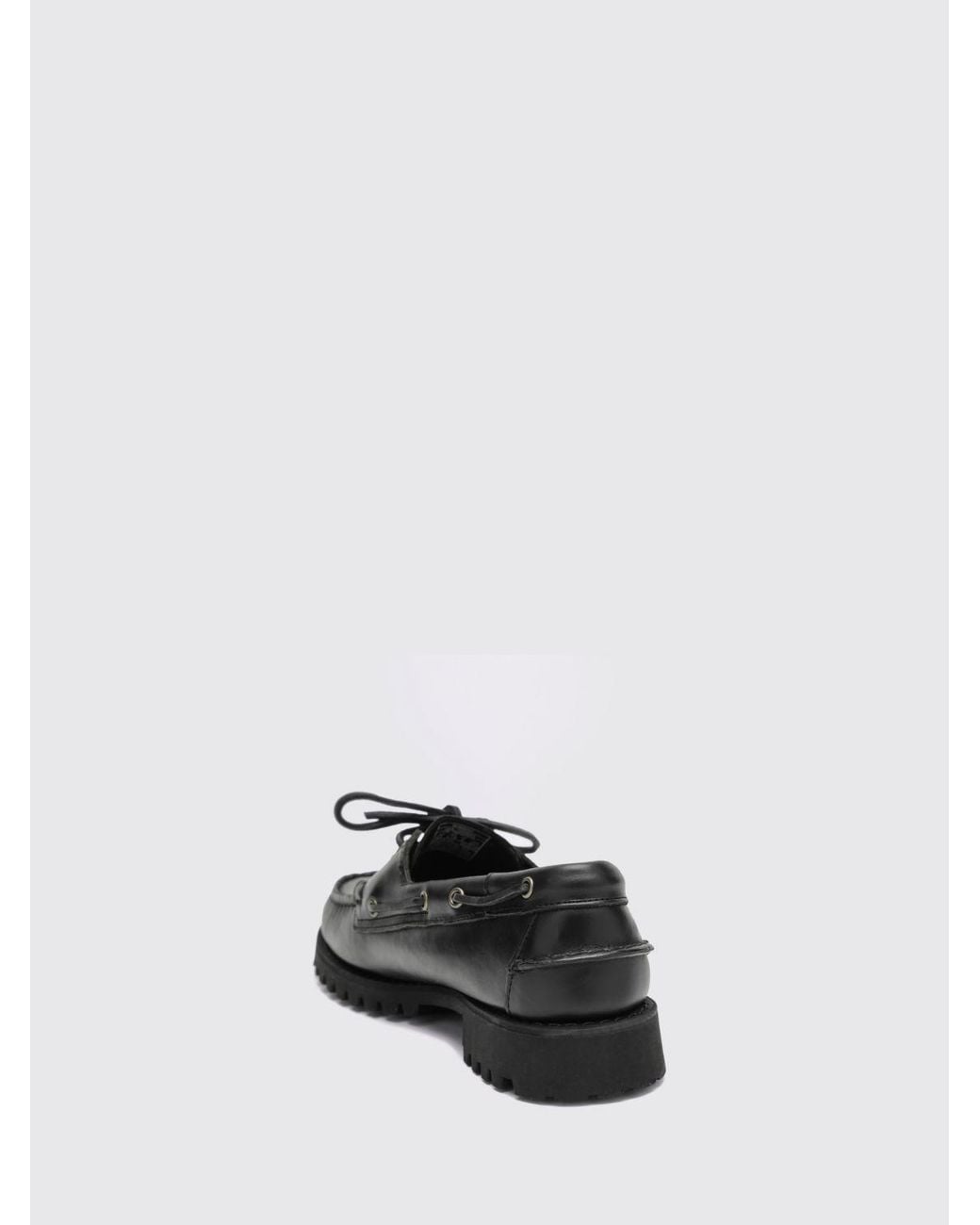 Sebago White Smooth Leather Boat Shoes With Side Lacing And Rubber Sole for men