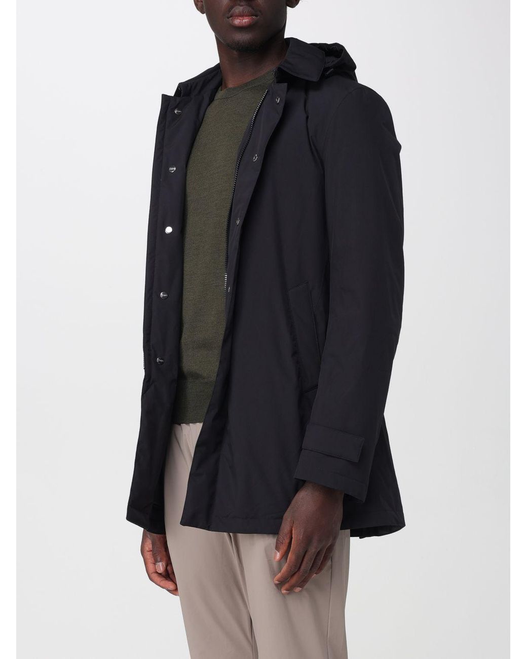 Herno Blue Water-Repellent Hooded Windbreaker Jacket for men