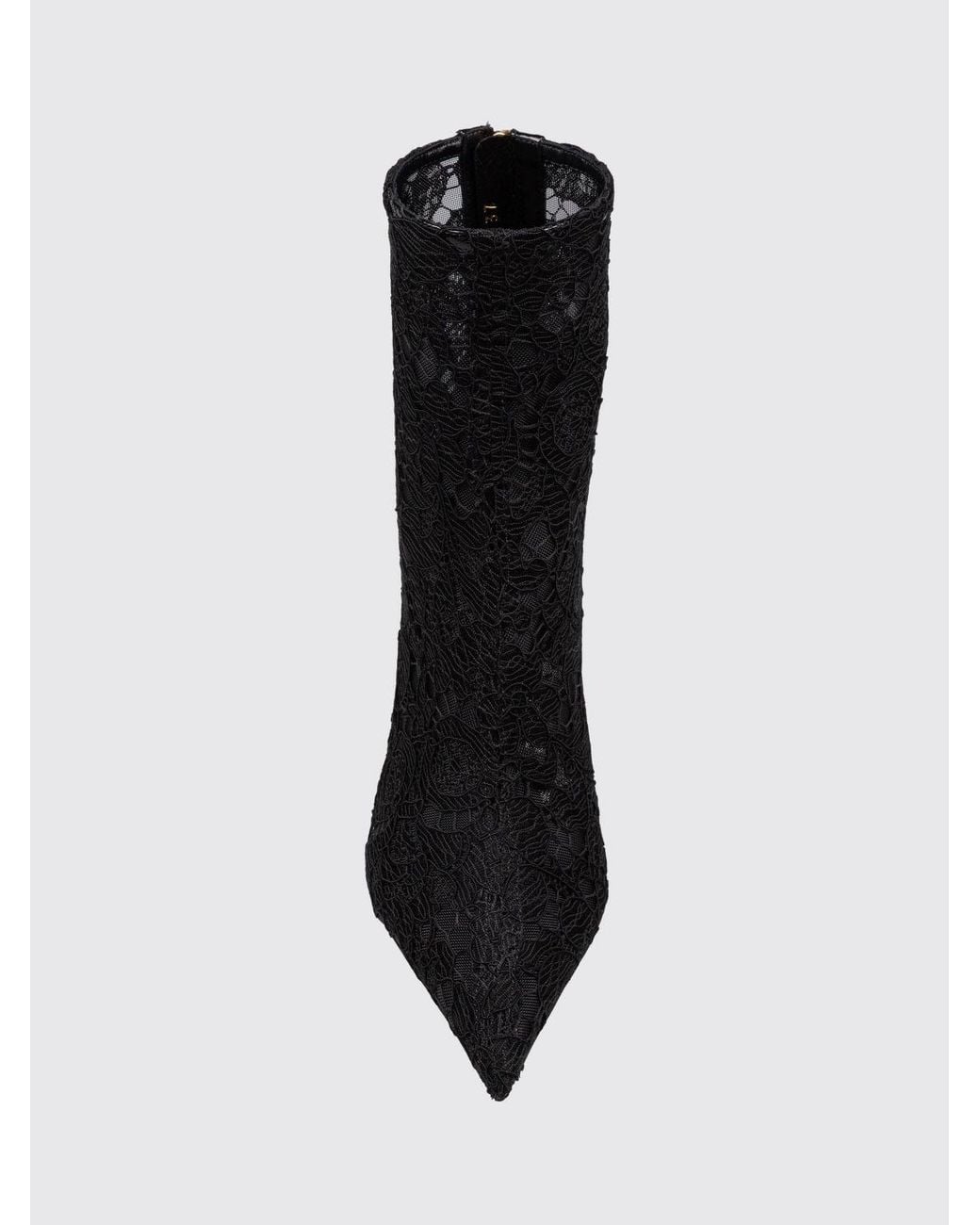 Dolce & Gabbana Black Dolce &Amp Gabbana Embroidered Lace Ankle Boots With A Medium Stiletto Heel