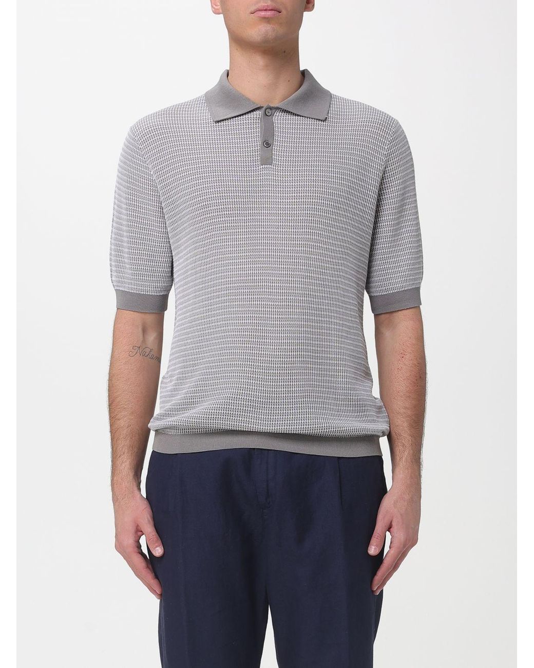Ballantyne Gray Knitted Polo Shirt for men