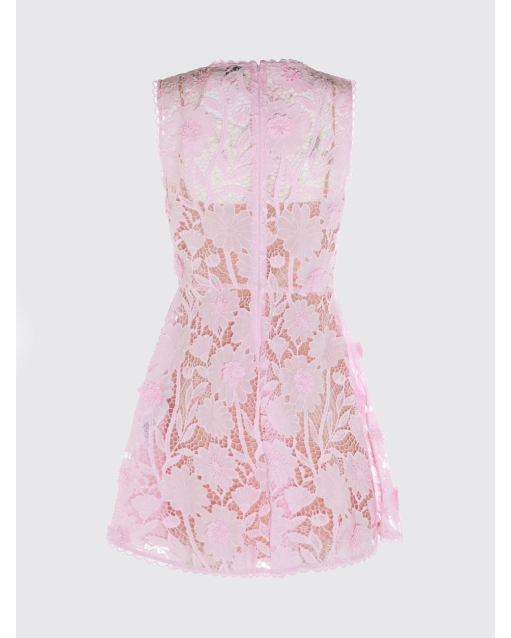Self-Portrait Pink A-Line Off-The-Shoulder Lace Ceremony Mini Dress