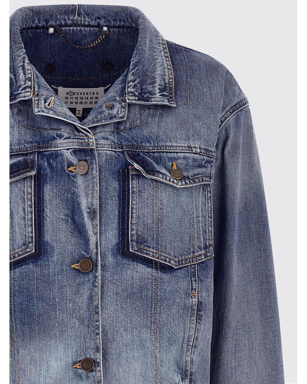 Maison Margiela Blue Single-Breasted Cotton Denim Jacket With Flap Pockets