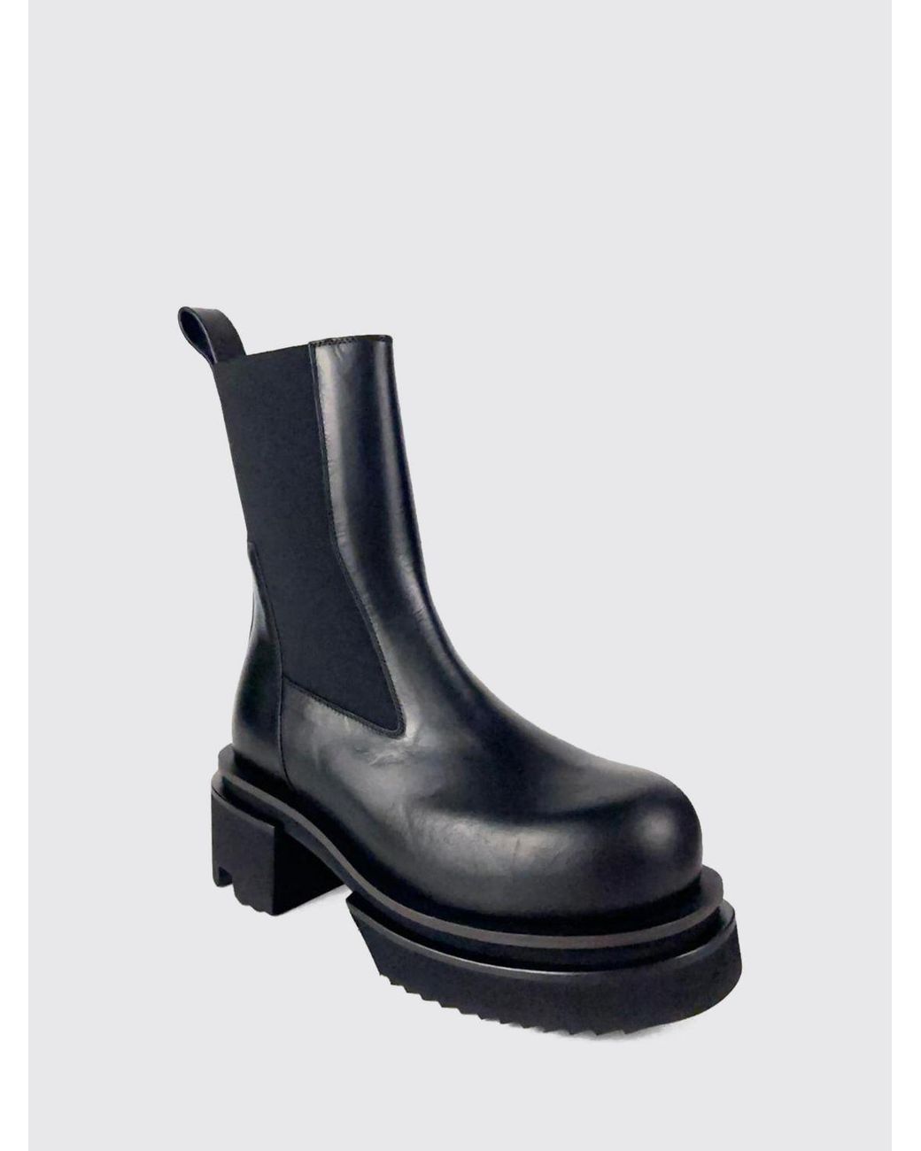 Rick Owens Black Calfskin Chelsea Boots With Chunky Sole And Round Toe