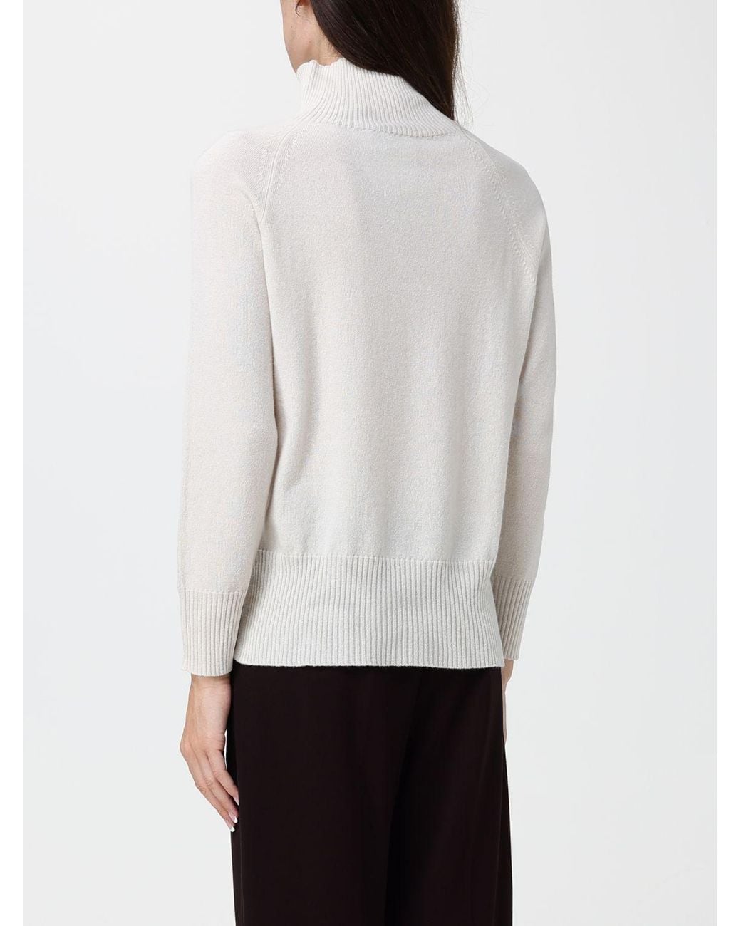 Kangra White Wool Long-Sleeved Roll Neck Jumper With Ribbed Trims