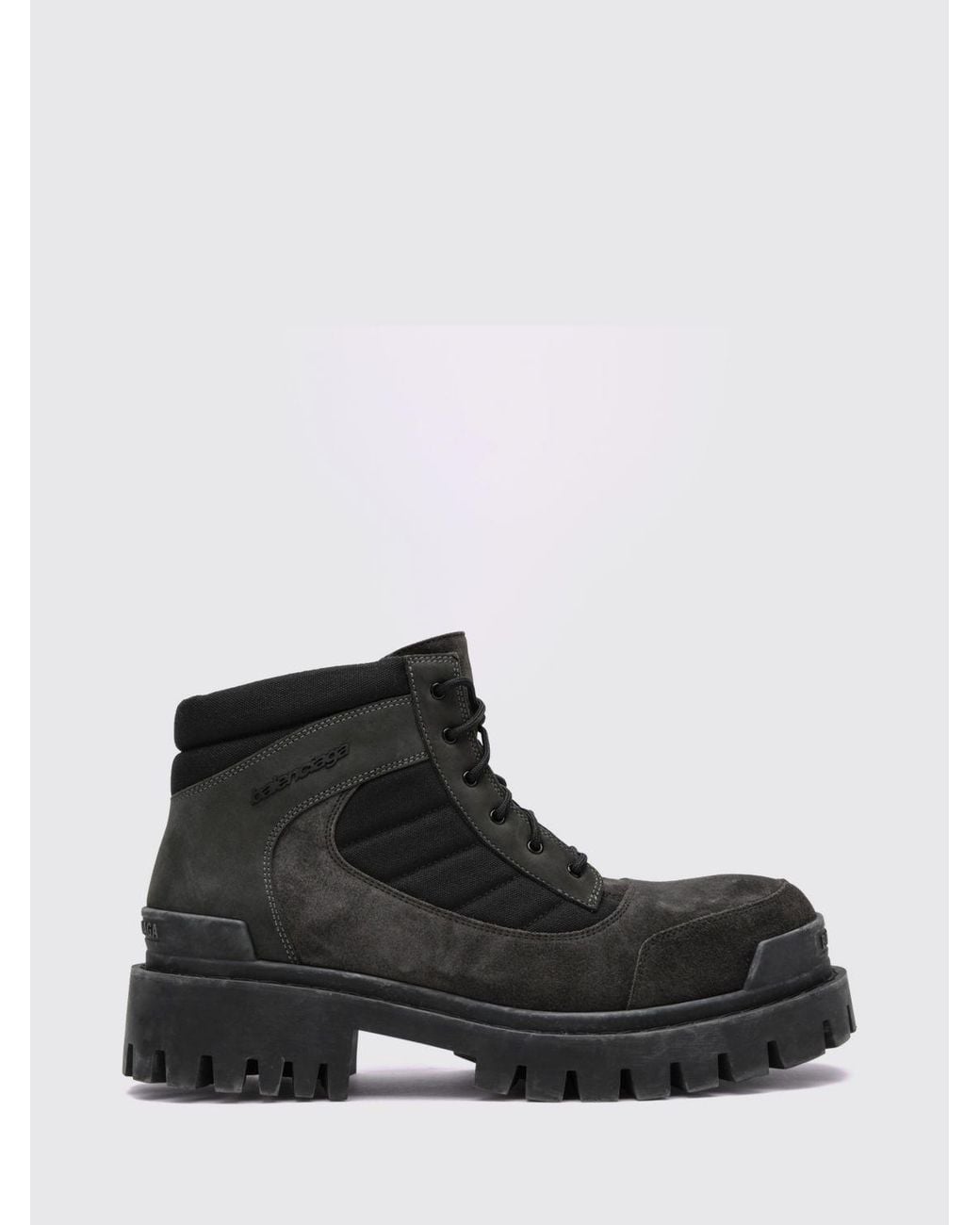 Balenciaga Black Combat Strike Suede Ankle Boots With Padded Ankle for men