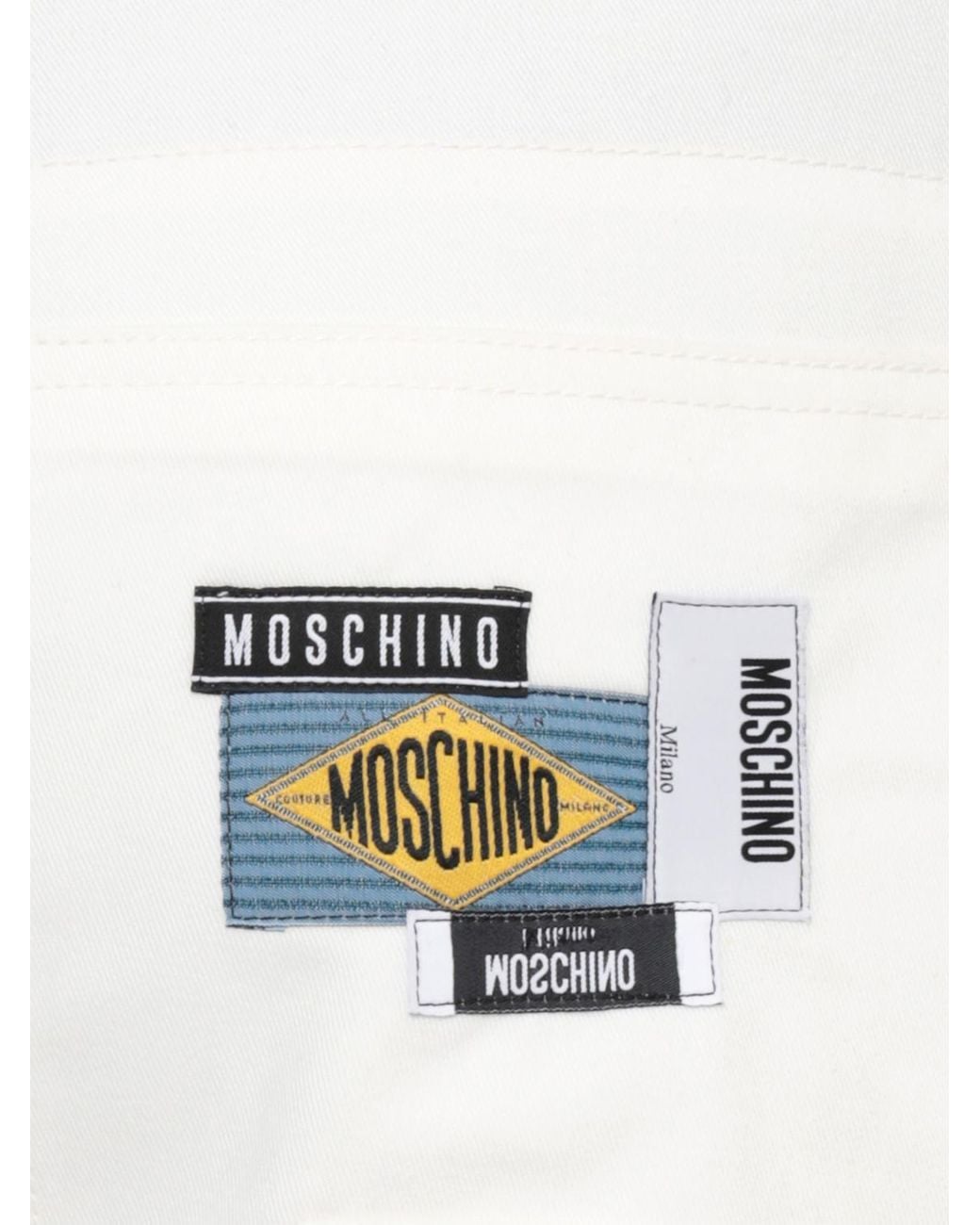 Moschino Couture White Straight Fit Denim Jeans With Applied Velcro Patches for men