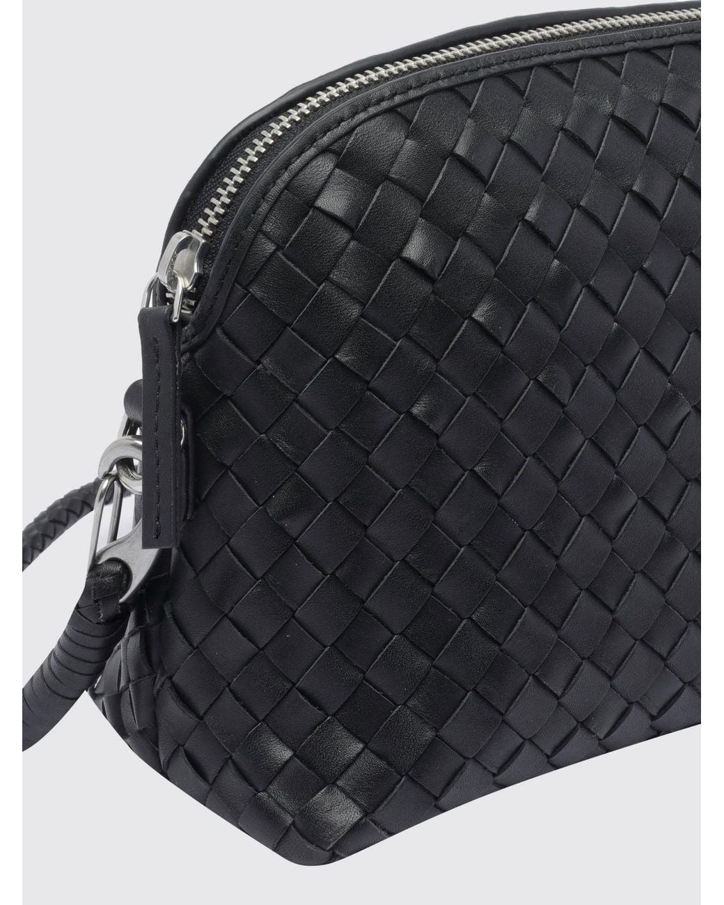 Dragon Diffusion Black Small Woven Leather Crossbody Bag With Zip