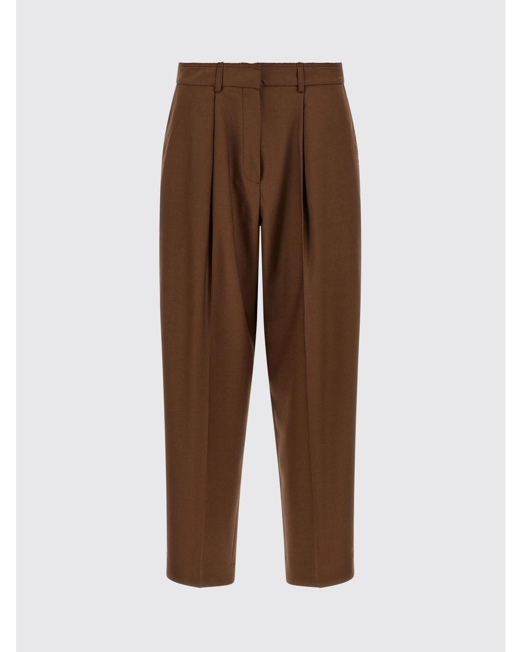 Gianluca Capannolo Brown High-Waisted Straight-Leg Wool Tailored Trousers With Darts